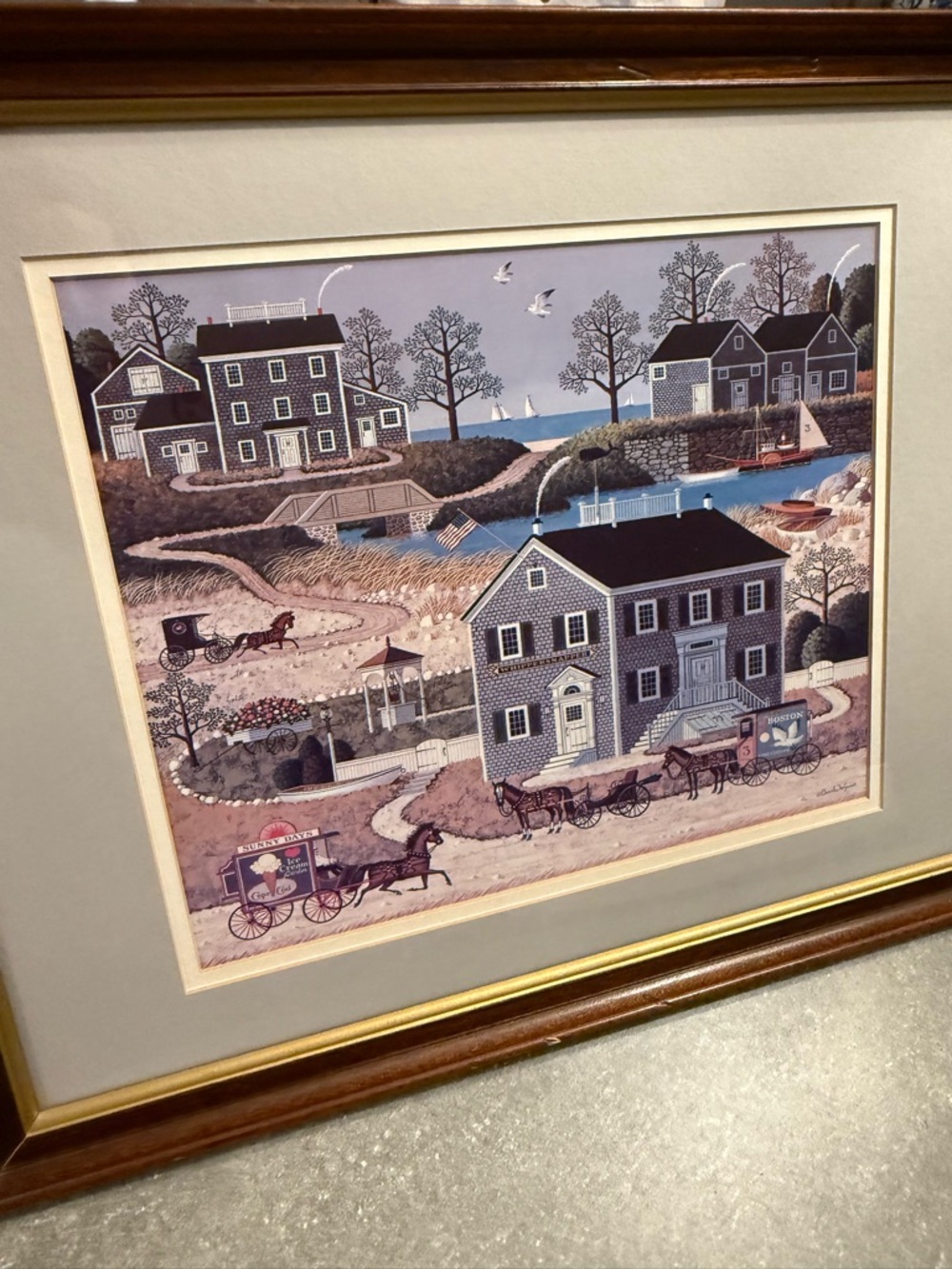 Charles Wysocki "Old Boston" CUSTOM FRAMED Art Americana